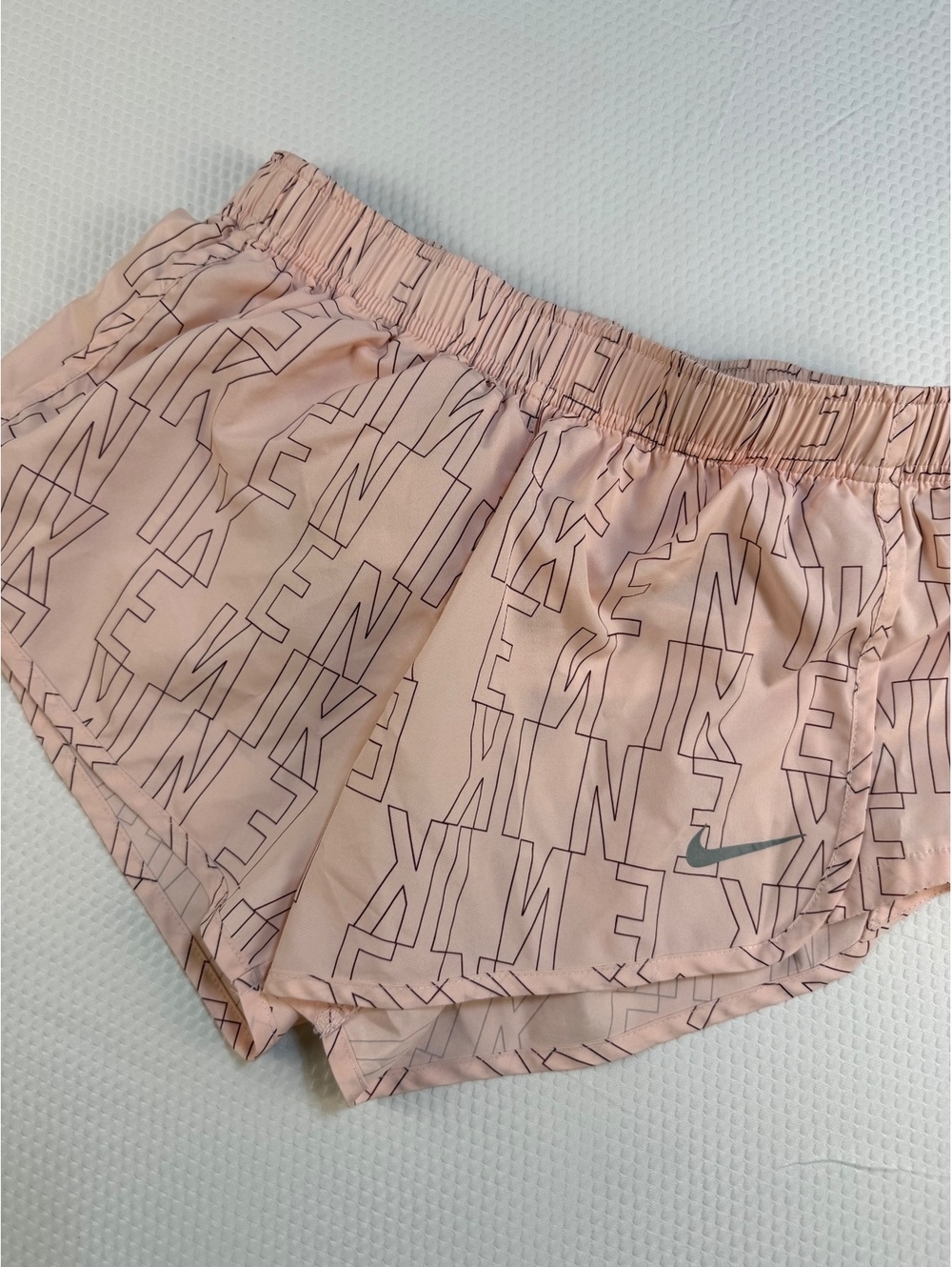 Nike Dri-FIT Women's Medium Pink Logo Print Lined Running Shorts Athletic